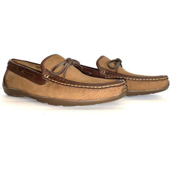 Tommy Bahama Odinn Camp Moc Men’s 9.5M Tan Brown Perf Leather Driving Loafers main image 5